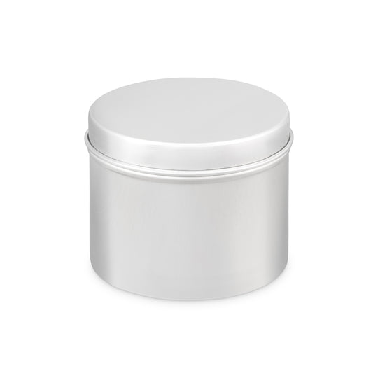 Aluminium tin packaging in silver. T9234