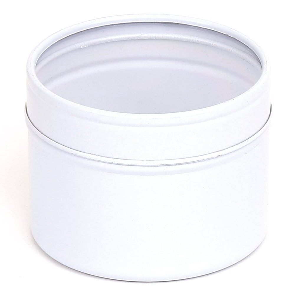 Gold or White Round Seamless Slip Lid Tins with Window T0748W - Tinware Direct